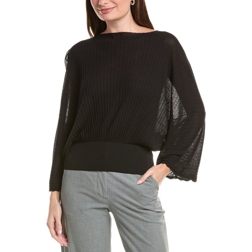 Lafayette 148 New York Womens Pleated Dolman Silk Sweater